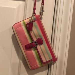 Coach Stripe Wristlet